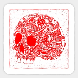 HomeSchoolTattoo Mechanical Tattoo Skull RED Sticker